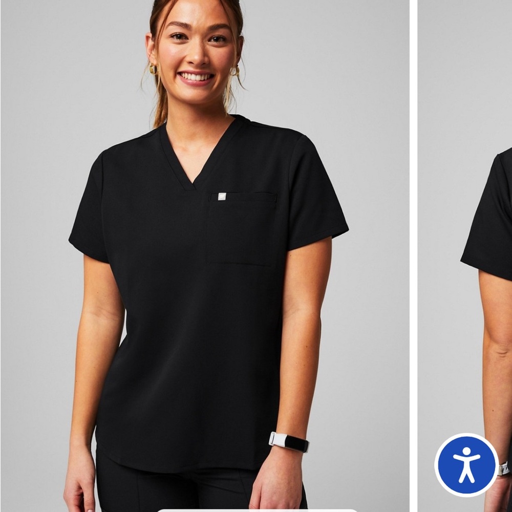 NWT Fabletics Black Vital Scrub Top One Pocket new with tags